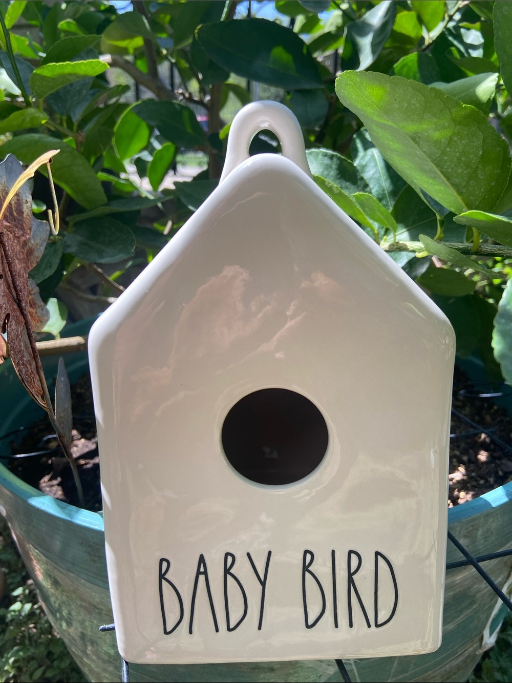 Rae Dunn White Ceramic Birdhouse 'Baby Bird'